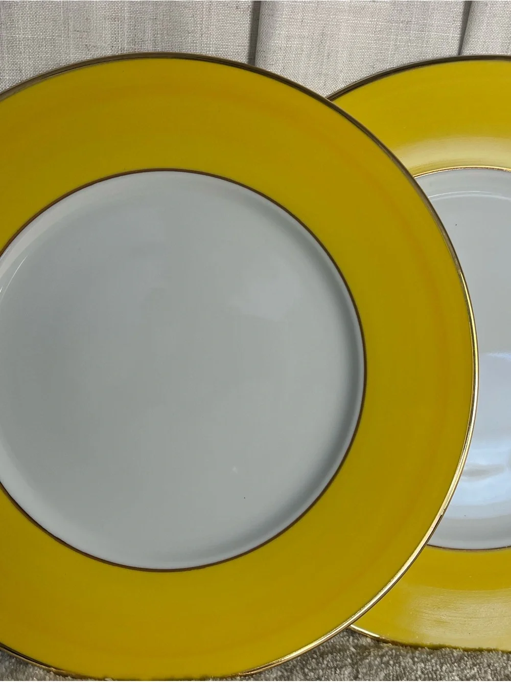 Porcelaines M P Samie-Limoges Yellow Charger Plates- Set of 4
